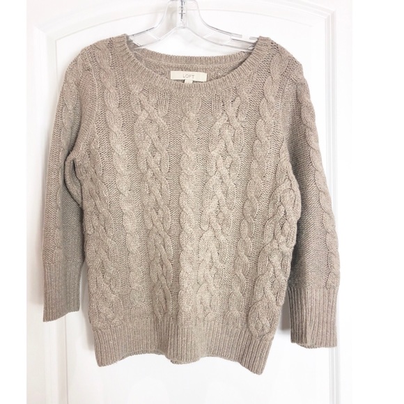 Ann Taylor Sweaters - The Loft Wool Blend Metallic Taupe Sweater Sz S